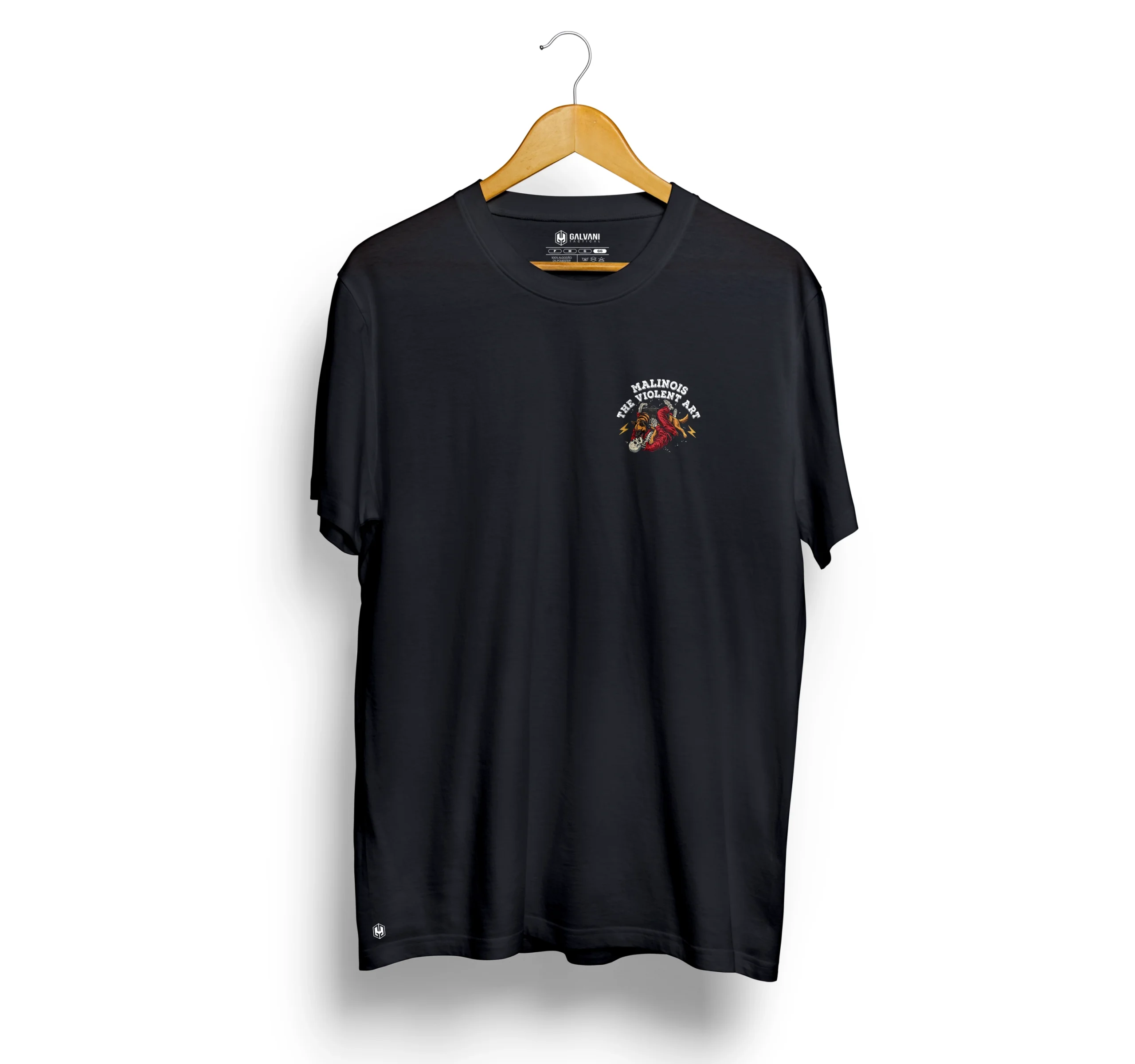 CAMISETA CASUAL PRETA - MALINOIS THE VIOLENT ART 1 CAMISETA CASUAL PRETA - MALINOIS THE VIOLENT ART