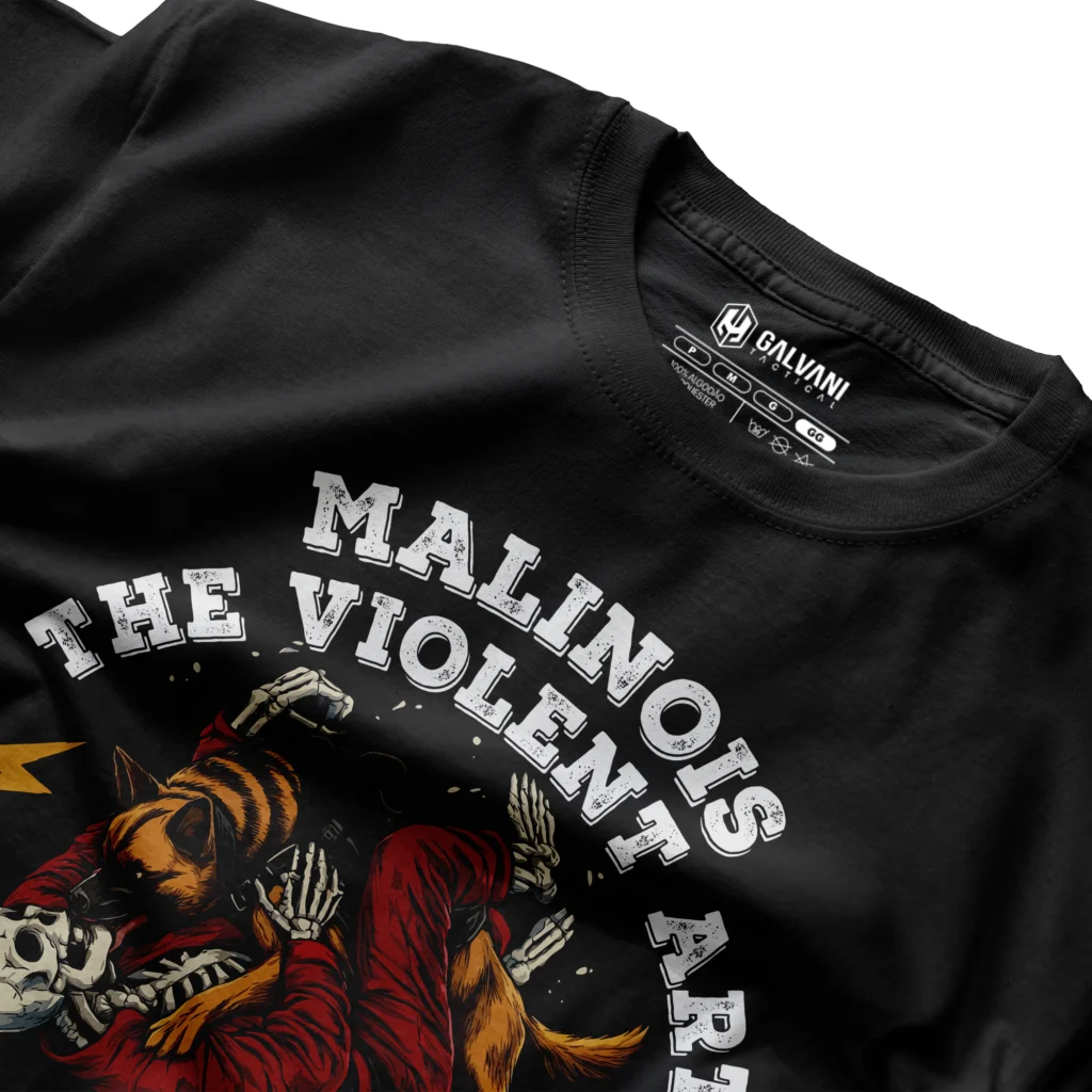 LOJA GALVANI 8 CAMISETA CASUAL PRETA - MALINOIS THE VIOLENT ART